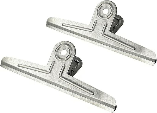 Extra Large Bulldog Paper Clips, Silver, 11 4/5 Inch, 2 Pcs, 30 cm, Jumbo Metal Paper Clamps, Heavy Duty Binder Clips for School File, Office Supplies