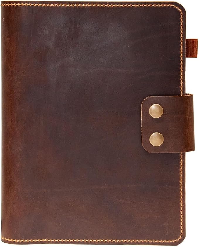 Genuine Distressed Leather Composition Notebook Cover, 10in× 8in Size; Gift For Men & Women'S, Vintage Rustic Leather Cover Portfolio For Composition, Customized Gift (Brown)