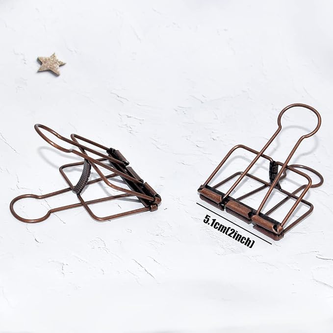 Extra Large Binder Clips 2 Inch, Big Paper Clamps Copper for Office School Supplies (15Pcs)