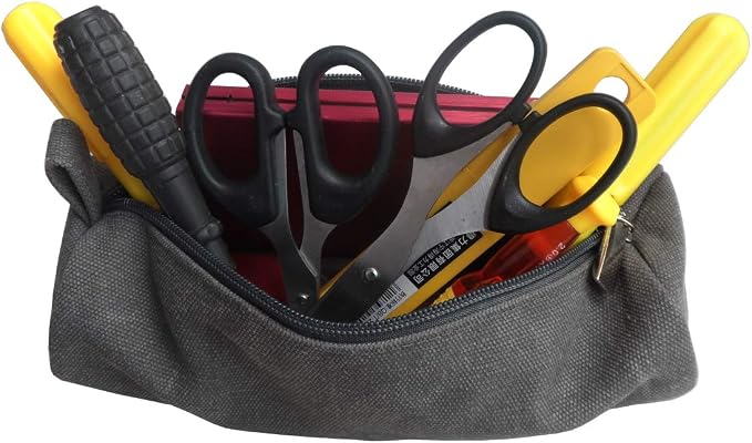 Heavy Canvas Stationery Stylish Simple Pencil Bag and Durable Compact Zipper Pencil Case Pouch 1 Pack Gray