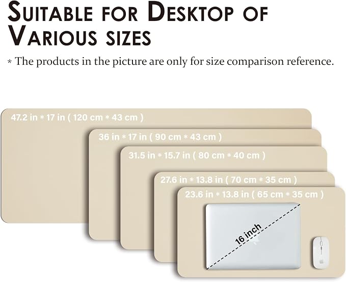 Leather Desk Mat - Non-Slip PU Desk Pad for Office and Home - Desk Organization and Accessories - Ideal for Large Mouse Pad and Desk Mats on Top of Desks (Beige,31.5"x 15.7")