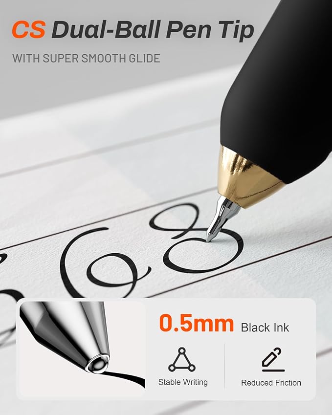 SUNEE Gel Pens, 6 Pack 0.5mm Pens Fine Point Smooth Writing Pens with Quick-Dry Black Ink, Cute Aesthetic School Office Note-Taking Pens for Journaling - Black