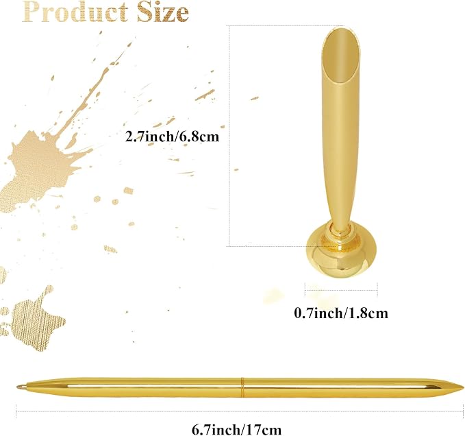 2 Pcs Hollow Round Pen Holder Signing Pen Set for Office Business | Metal Pen Stand Holder Set, Guest Book Wedding Birthday Party Graduation, Signing Desk Ballpoint Pens, Black Ink