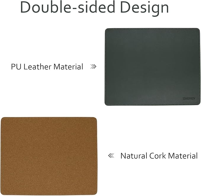 Leather Mouse Pad - Wood Mouse Pads with Stitched Edge,PU Non-Slip Mouse Mat,Double Side Mousepad,Waterproof Gaming Mouse Pad for Desk,Laptop,Office & Home,10.2" x 8.3",1 Pack(Blackish Green)