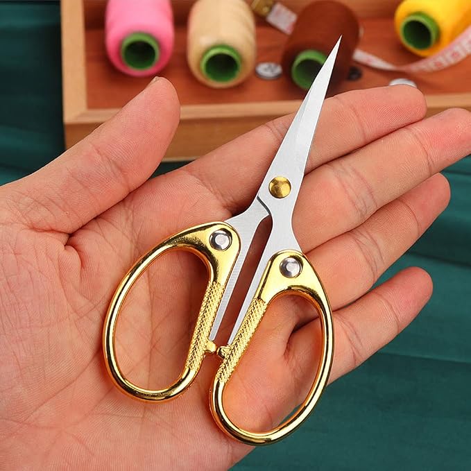 4.5" All Stainless Steel Office Scissors,Ultra Sharp Blade Shears,Sturdy Sharp Scissor for Office Home School Sewing Fabric Craft Paper Multipurpose Scissors Gold
