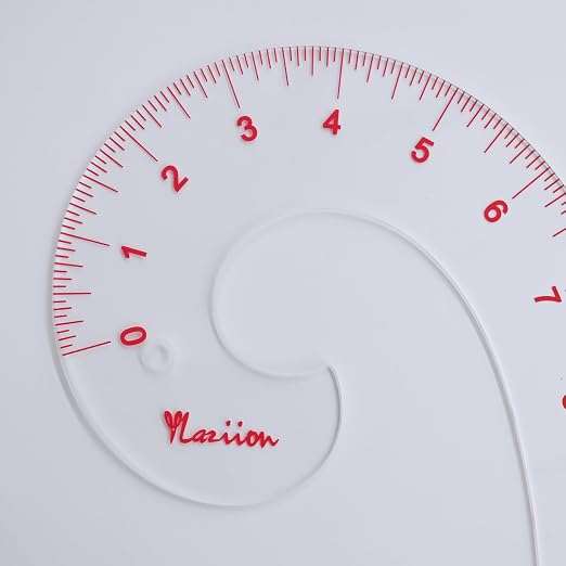 YLaziion 12inch 3mm Acrylic French Curve Ruler for Pattern Making- Clear Comma Shape Pattern Drafting Tool with Enlarged Scales | Non-Yellowing, Vary Form Curve for Sewing & Fashion Design & Quilting