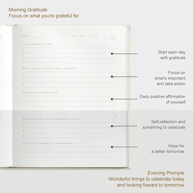 &And Per Se Gratitude Journal – 5 Minute Daily Practice for Women with Prompts & Quotes – Undated Mindfulness & Happiness Notebook (Bold Black)