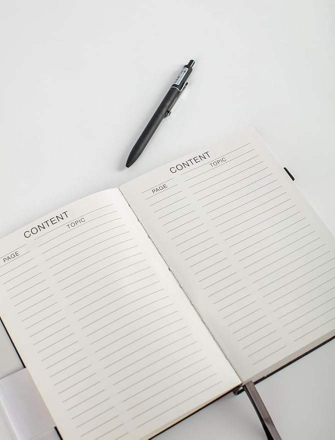Thick College Ruled Notebook with 366 Numbered Pages, A5 Journals for Writing with 100GSM Lined Paper, Hardcover Leather Notebooks for Women Men School Note Taking Office Work Diary, Wood
