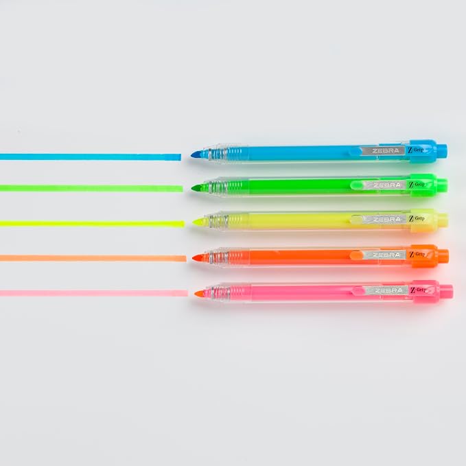 Zebra Pen Z-Grip Retractable Highlighter, Yellow, Chisel Tip, 12-Pack | Metal Clip, Ideal for School, Office and Teacher Supplies, Note-Taking, Studying, and Planners, Transparent Barrel (71250)