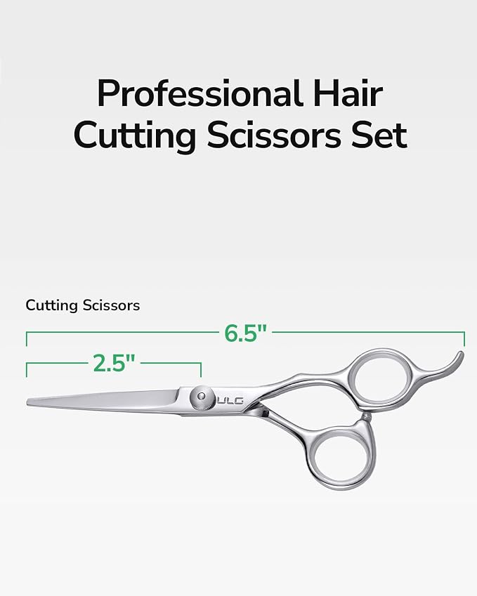 Hair Cutting Scissors, ULG Professional Hair Scissors 6.5” Silver | Right-Hand, Razor Edge Barber Shears, For Salon and Home Hair Cutting Shears, Japanese Stainless Steel, Hand Sharpened