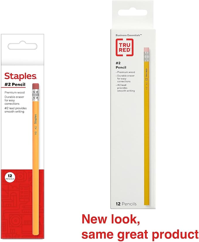 Staples Wooden Pencils, #2 HB Lead, Pre‑Sharpened, 36 Pencils (3 Dozen)