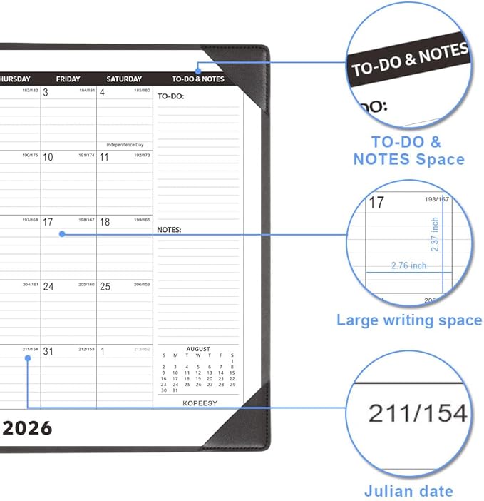 Large Desk Calendar 2026-2027 with Desktop Mat, KOPEESY 22" x 17" Desktop Calendar, 18 Mouths From March 2026 to August 2027, Office Supplies Desk Blotter Calendar for Home School and Office