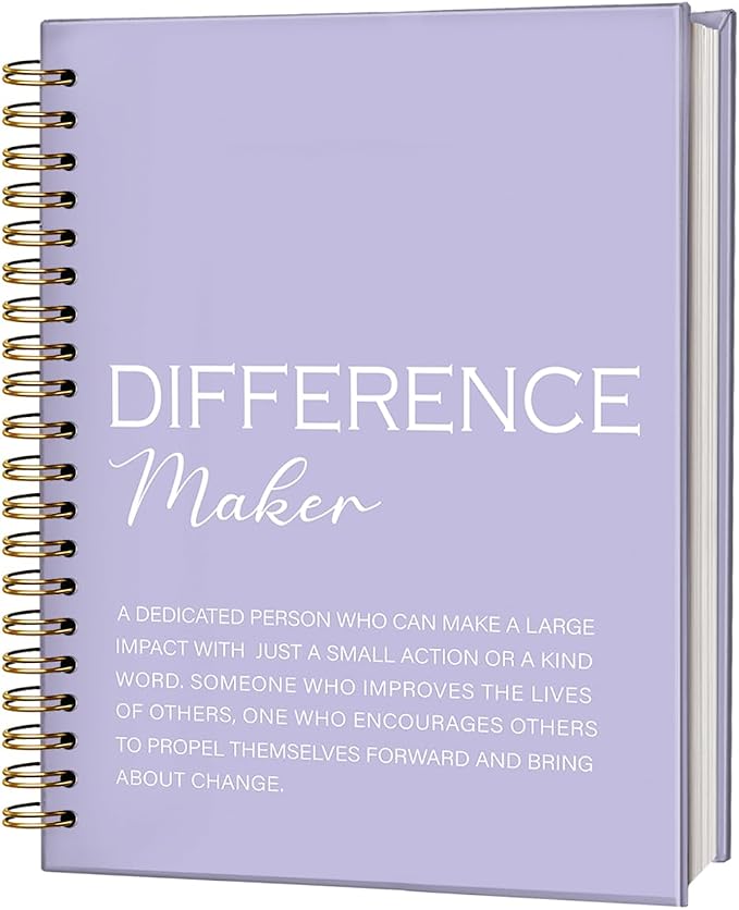 Purple Difference Maker Gift, Difference Maker Definition Hardcover Spiral Notebook Journal, Motivational Notebooks, Thank You Gifts for Women Men Teacher Coworkers, 5.5x8.3