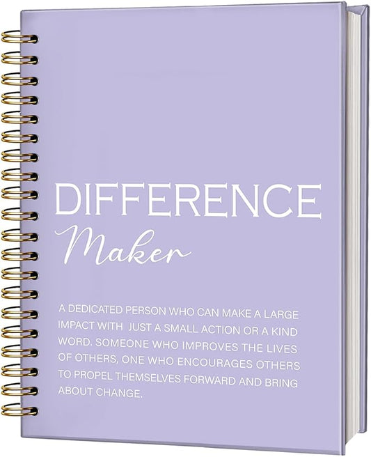 Purple Difference Maker Gift, Difference Maker Definition Hardcover Spiral Notebook Journal, Motivational Notebooks, Thank You Gifts for Women Men Teacher Coworkers, 5.5x8.3