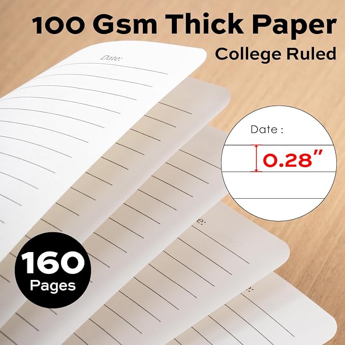 deli Black Lined Spiral Journal Notebook, 160 Pages, A5 (5.5"x8") Hardcover Writing Notebook, College Ruled Spiral Bound Journal for Women & Men - Perfect for Work, School, Office & Note Taking