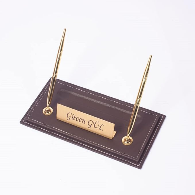Leather Desk Organizer - 14 PCS Bonded Leather Desk Set - Home & Office Accessories - Brown