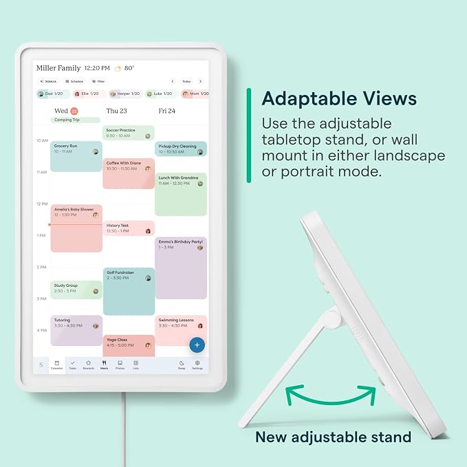 Skylight Calendar 2 - 15-inch Full HD Touchscreen Digital Calendar, Featured on Wirecutter - Wall Planner & Interactive Chore Chart, Smart Family Organizer, 16GB Storage, Wi-Fi, Wall Mount Included - Shadow Box, Silver