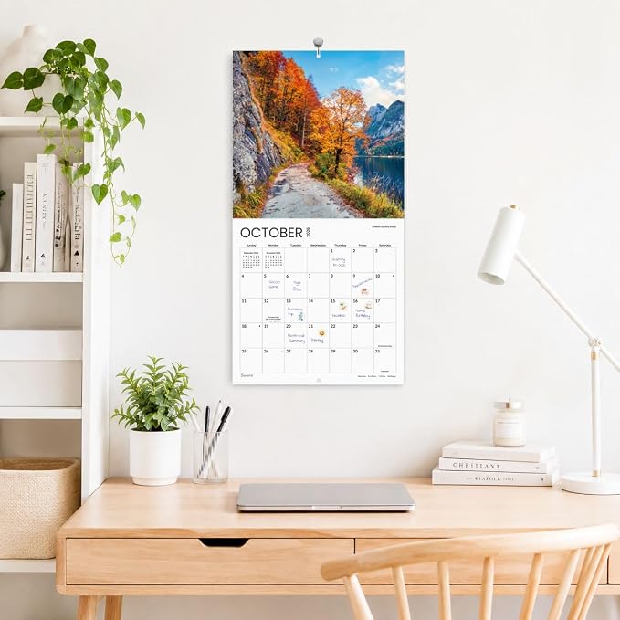 SUNEE Calendar 2026-2027 for Wall, 2027 Large Wall calendar 12x12 Inches with 16 Months from September 2026 to December 2027, Thick Glossy Paper, 12" x 24" (Open), Pathway
