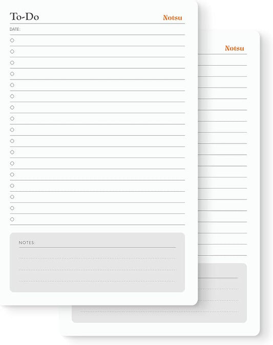 Notsu To Do List Notepad 2pk | Premium Thick Paper 120g | Daily Desk To Do List Pad | 50 Sheets, 5.5” x 8.5”