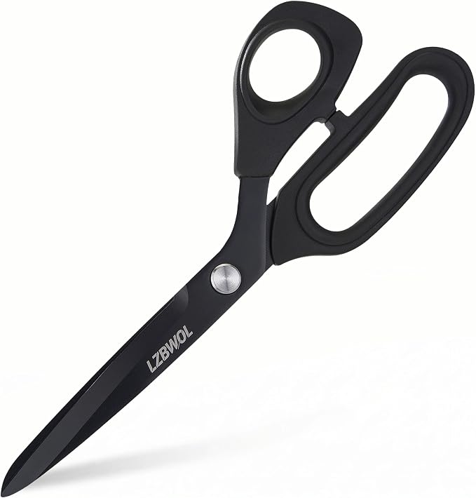 10-Inch Scissors All Purpose Heavy Duty for Office & Crafts, Black | Thickened stainless steel shears, ergonomic soft grip. Smoothly cuts fabric & paper for home, teaching & various DIY projects