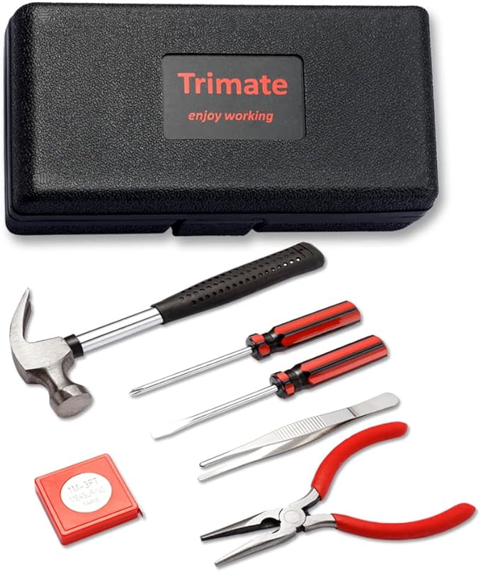 Hand Tool Set,Includes – Hammer, Screwdriver Set, Pliers (Tool Kit for the Home, Office, or Car) (Red)