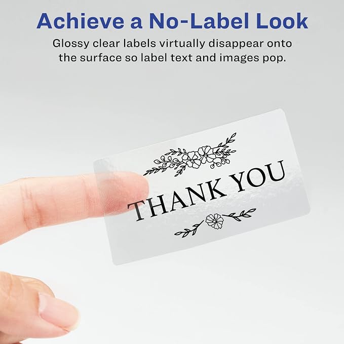 Avery Crystal Clear Address Labels for Laser & Inkjet Printers, 2" x 4", 100 Labels, 5 Packs (6522)