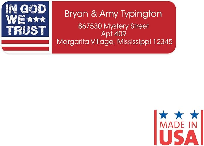 in God We Trust Rolled Address Labels/Roll of 500 Personalized Return Address Labels/Designer Return Address Stickers in Elegant Plastic Dispenser