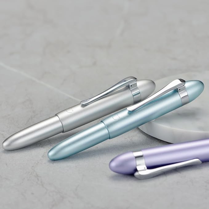 HONG DIAN M1 Fountain Pen Extra Fine Nib, Purple & Submarine Shape Aluminium Short Mini Pocket Travel Pen