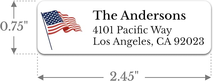 Personalized Patriotic Return Address Labels, Self-Adhesive Address Stickers on Sheets, 50-1000 Labels (Flag)