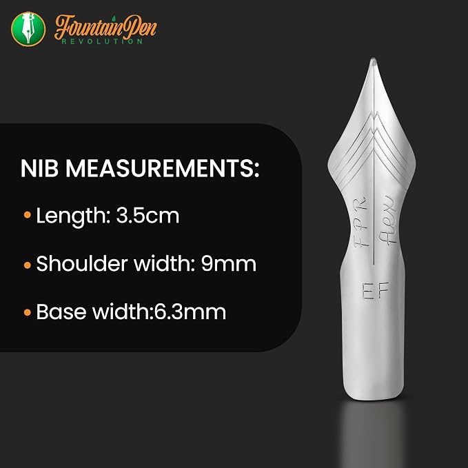 FPR #6 Chrome EF Ultra Flex Fountain Pen Nib for Writers, Professionals | Custom-Ground Shoulders, 0.4 mm EF to 2.0 mm Line Variation, German-Made Stainless Steel Tipping, Drill Point