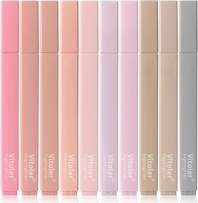 Vitoler Highlighters Assorted Colors,10pcs Cute Pastel for Office School | Aesthetic,long lasting ,high quality,no smudge for bible study,books,journal,writing