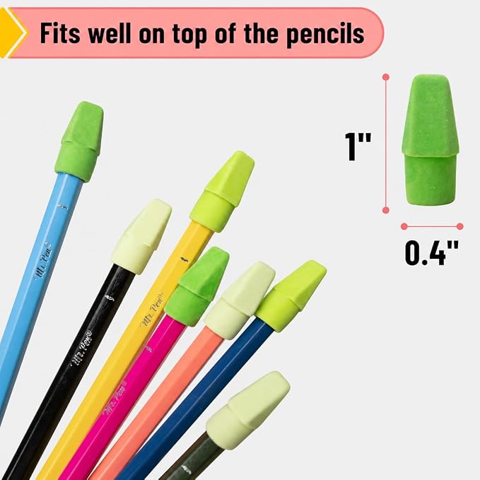 Mr. Pen- Pencil Erasers Toppers, 30 Pack, Colorful | No-Smudge Cap Pencil Erasers for Precise Erasing, Kids, Teachers, Studying Supplies, Green Shades