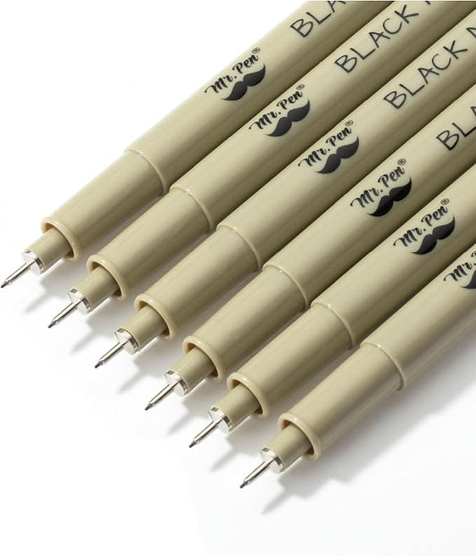 Mr. Pen- 0.25mm Micro Fine Point Pens, 6 Pack, Black Ink, Ultra Fine Point | Waterproof, Acid-Free, No-Smear Quick-Dry Fineliner Pens for Drawing, Sketching, Journaling, Outlines & Everyday Writing