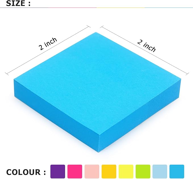 Eastern Wolf Sticky Notes 2x2 in, 16 Pads, 8 Bright Colors, 100 Sheets/Pads | Ideal for office, School, Home, and Study Notes.