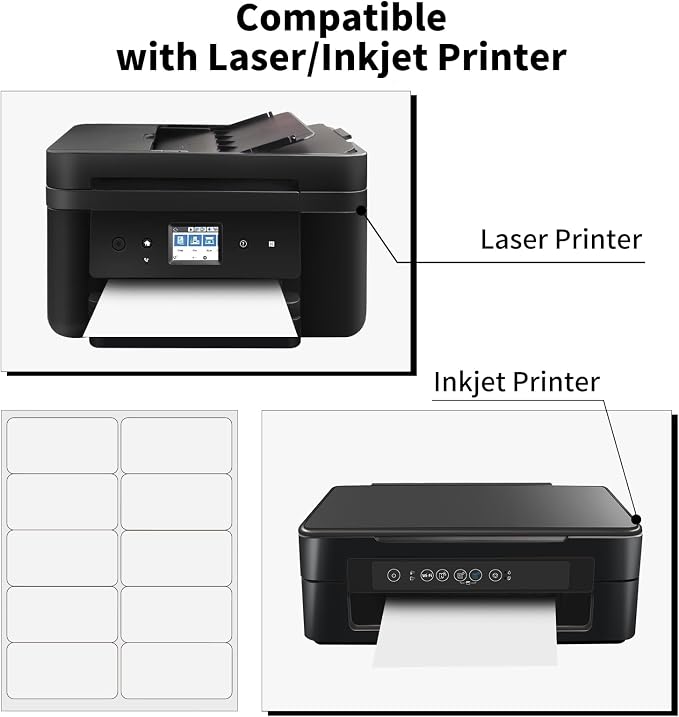 2x4 Shipping Address Labels for Laser and Inkjet Printer, 100 Sheets 1000 Labels Strong Adhesive Mailing Shipping Labels, 10 Per Page Labels