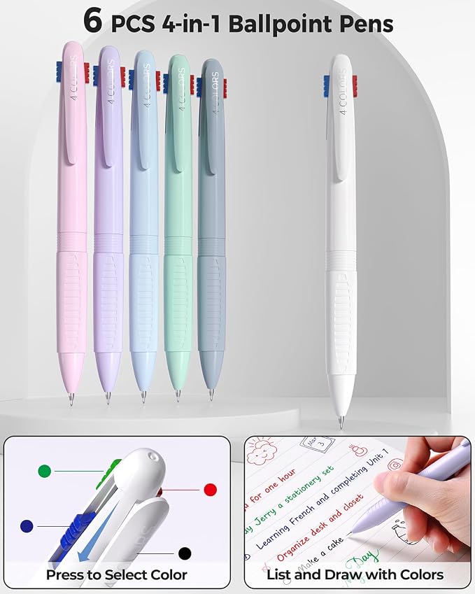 Four Candies 56 PCS Aesthetic School Supplies with Pencil Case (Grey) | 6 Multicolor Pens, 12 Pastel Highlighters, 5 Black Gel Pens, 9 Mechanical Pencils, Student Stationery Set College Essentials