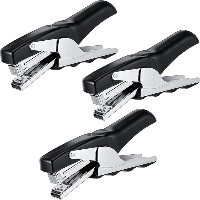 Yexiya 3 Pcs Heavy Duty Plier Stapler Heavy Duty Office Hand Held Staplers Effortless 50 Sheet Capacity Desk Good for Stapling Home Warehouse School, Black