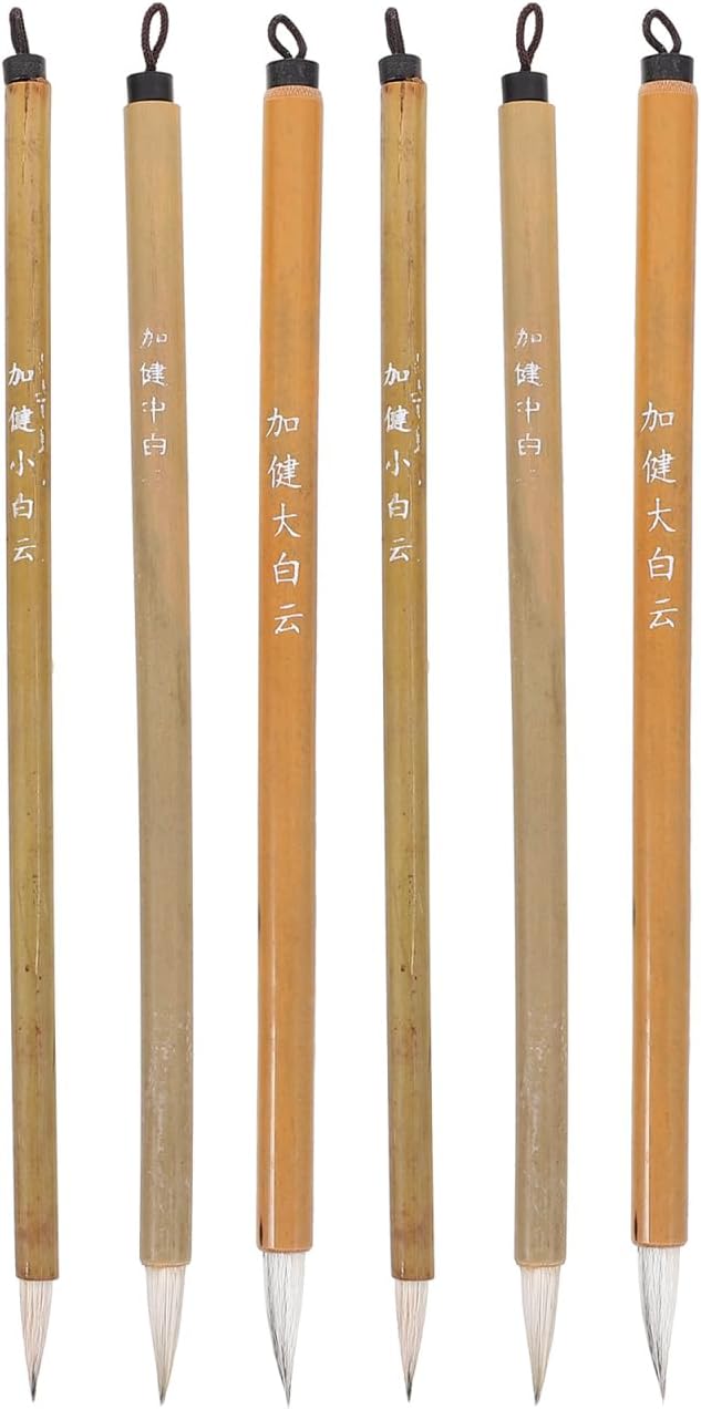LALAFINA 6pcs Chinese Calligraphy Brushes Writing Painting Brushes Art Sumi Brush for Professional Beginner, Large Medium Small Sizes