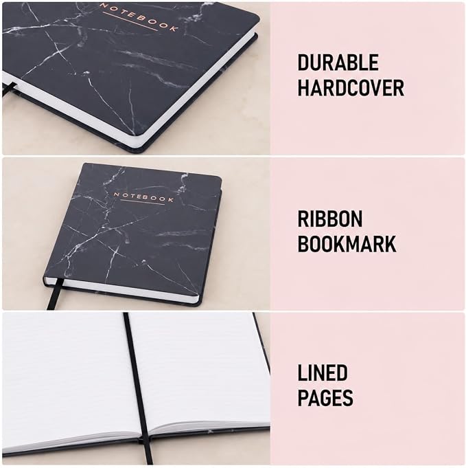 WORLD TRAVELER Large Lined Journal Notebook 256 Ruled White & Ivory Pages | Lay-Flat Binding, Gilded Page Edges Resist Wear, Reinforced Square Corners, Bleed-Resistant Smooth Paper