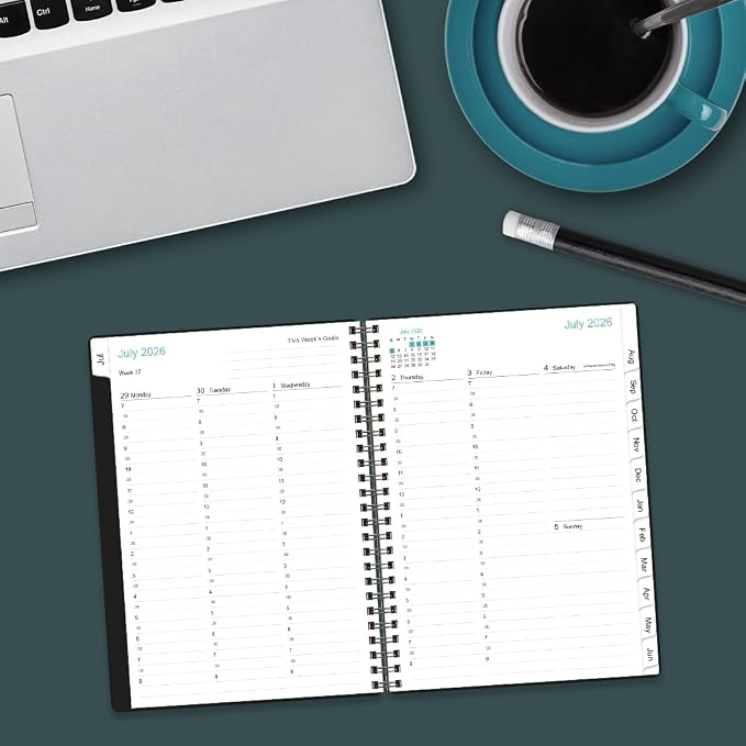2026-2027 Appointment Book & Planner - Hourly Planner from July 2026 - June 2027, Weekly Appointment Book 2026-2027 with 30-Minute Interval, 6.4" x 8.5", Black