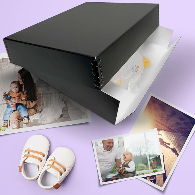 Golden State Art, Drop Front Archival Storage Box, 9.75"x12.75"x3"-Black | Acid-Free 9x12 Museum Photo Storage Box with Metal Edge, Preserve Documents, Prints, Poster, Photographs, Arts And Crafts