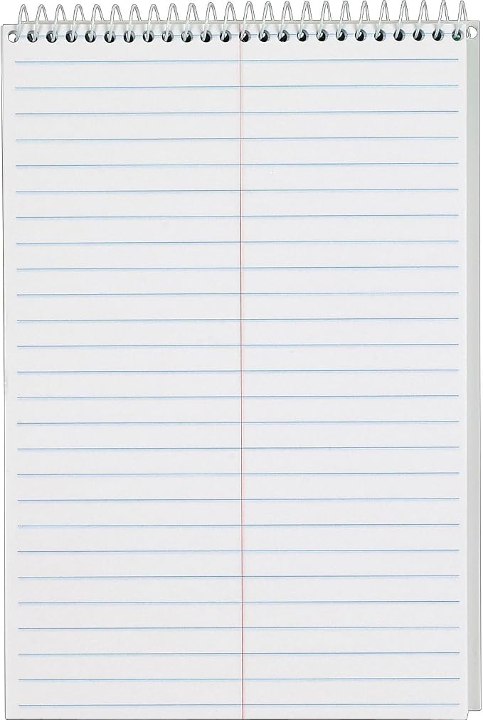 TOPS Steno Pads 4 Pack, 6" x 9" Spiral Steno Notebooks, Gregg Rule for lists, 80 Sheets Each, White Paper, Assorted Covers, Take Notes for School, College, Work, Office (80220)