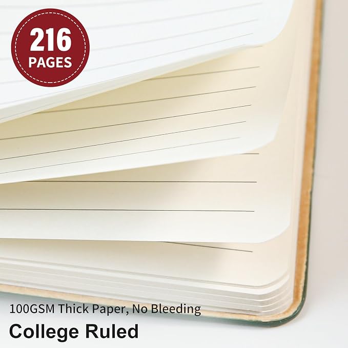 Lined Journal Notebook for Work College Ruled Note Book 5.79"x8.27" A5 PU Leather Daily Journaling 216 Pages for Women Men Writing Home School Supplies Business (Red)