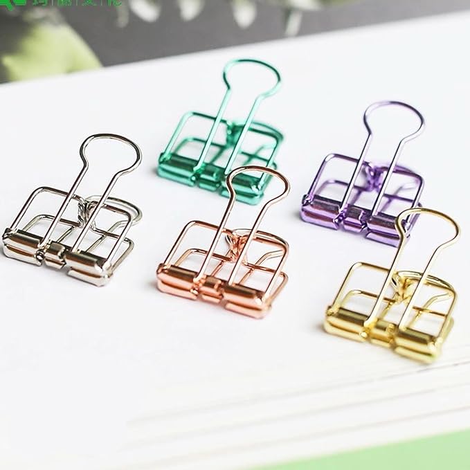 Purple Binder Clips - 36 Pack, 3/4 Inch, 19mm, Hollow Out, Capacity 0.31 Inch, Fold Clamp, Paper & Office Clips