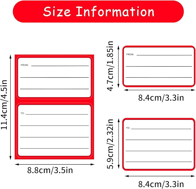 50 Sheets Address Labels, 3.5 x 4.5 Inch to/from Address Mailing Labels, Self-Adhesive Blank Handwriting to/from Address Tags Sticker for Mailing Boxes, Envelopes, Shipping Labels