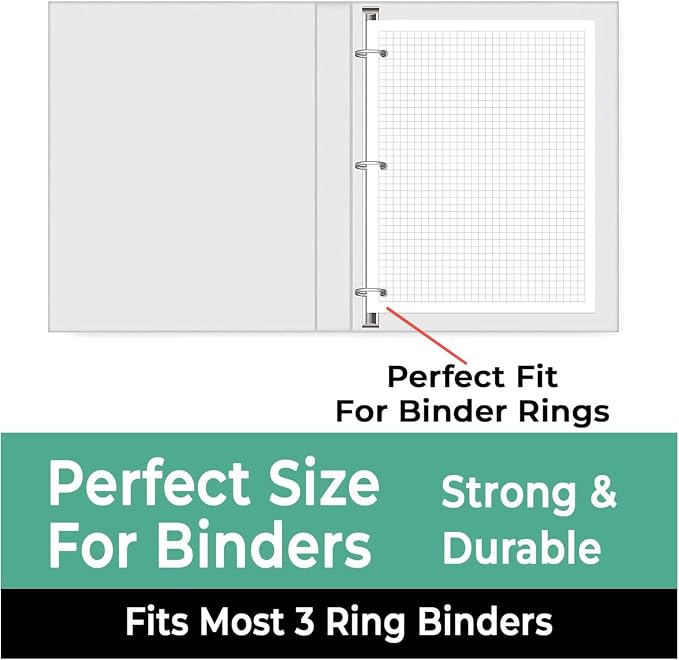 Rosmonde Loose Leaf Paper Bulk, 3600 Sheets, 24 Pack, Graph Ruled Sheets | Bulk Graph Paper, 8 x 10.5", 150 Sheets/Pack, 3 Hole Punch, Quad Ruled, Fits Standard Binders, Fights Ink Bleed, White