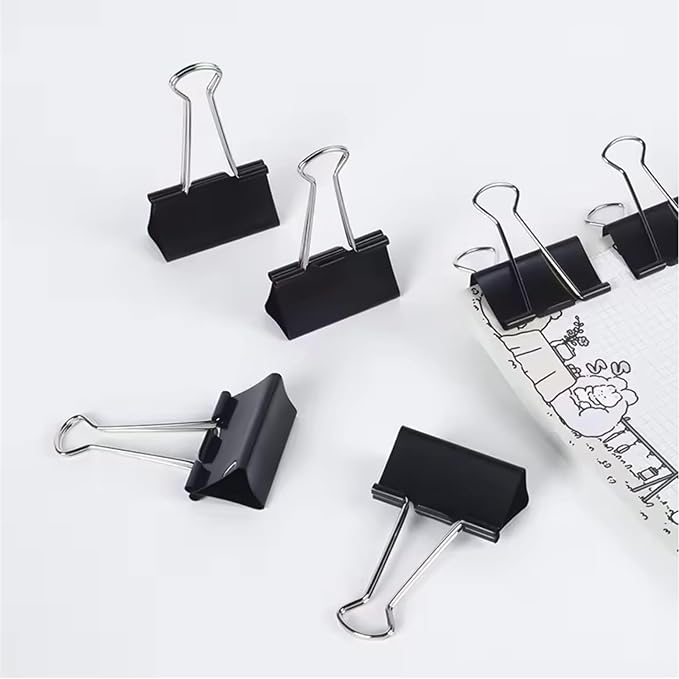 60 Pack Binder Clips Medium, 1.25 Inch/32mm Black Binder Paper Clips with Container,Big Paper Clamps for Office Supplies, Home, School,Business Document Organizing Paperwork (Black)