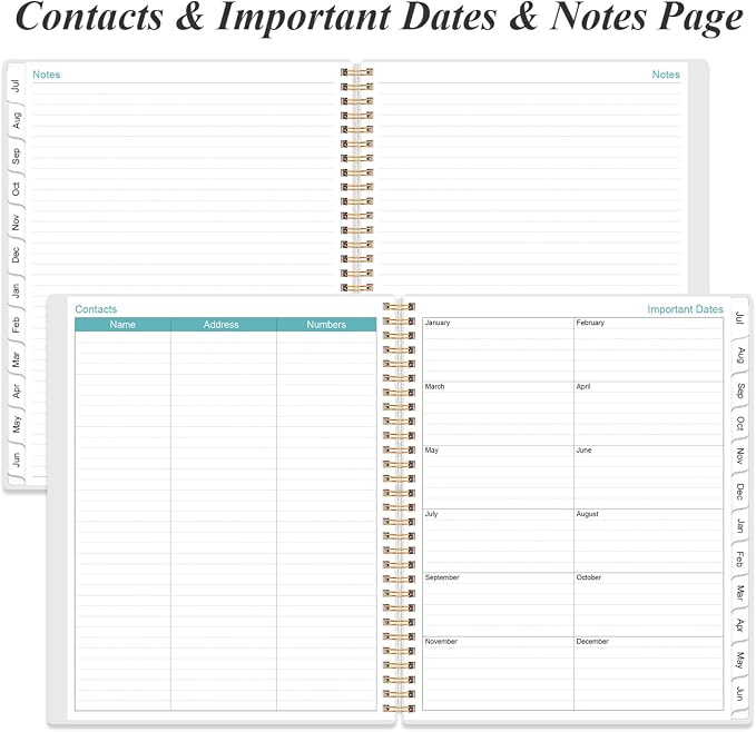 2026-2027 Daily & Monthly Planner - One Page Per Day, Daily Planner from July 2026 - June 2027, Planner 2026-2027 with 12 Monthly Tabs, 8.5" x 11", Blue Leaf Flower