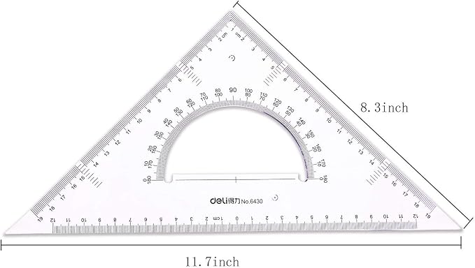 Large Triangle Ruler Square Set,Triangle Protractor,2 Pieces (Size 3)