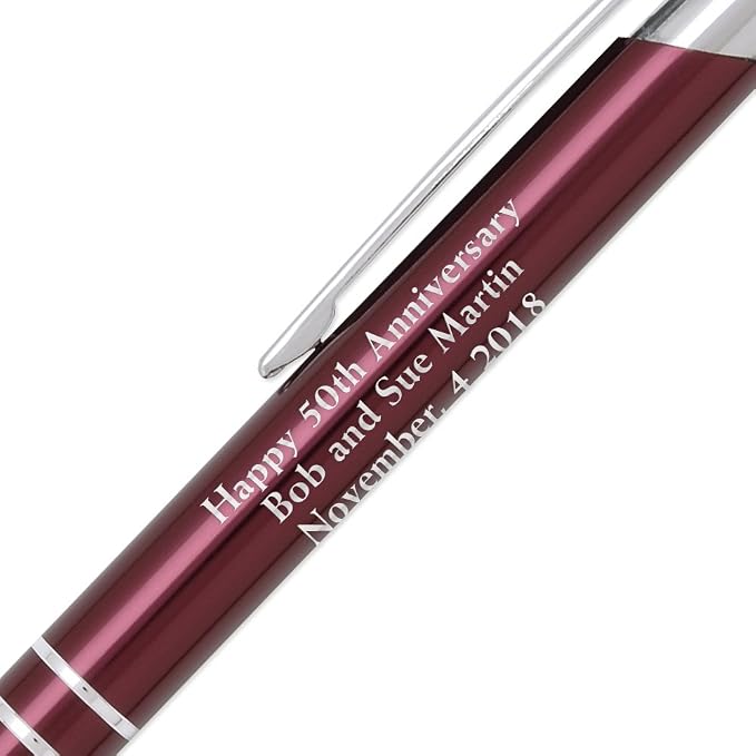 5 Personalized Engraved Classic Metal Ballpoint Pen & Mechanical Pencil Gift Set. Includes Case - Sapphire Blue Color with Silver Accents. Black Ink.